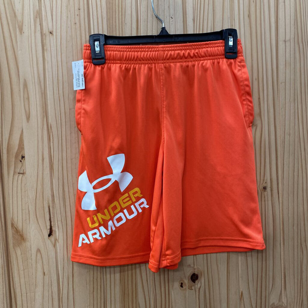 BOYS UNDER ARMOUR SHORTS ORANGE YLG 12