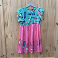 GIRLS SHEIN DRESS PINK/GREEN W/CRAYONS 6