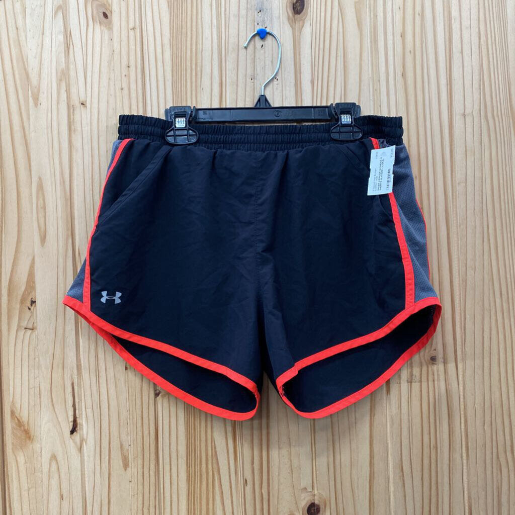 UNDER ARMOUR WOMENS M SHORTS BLK/GREY/CORAL