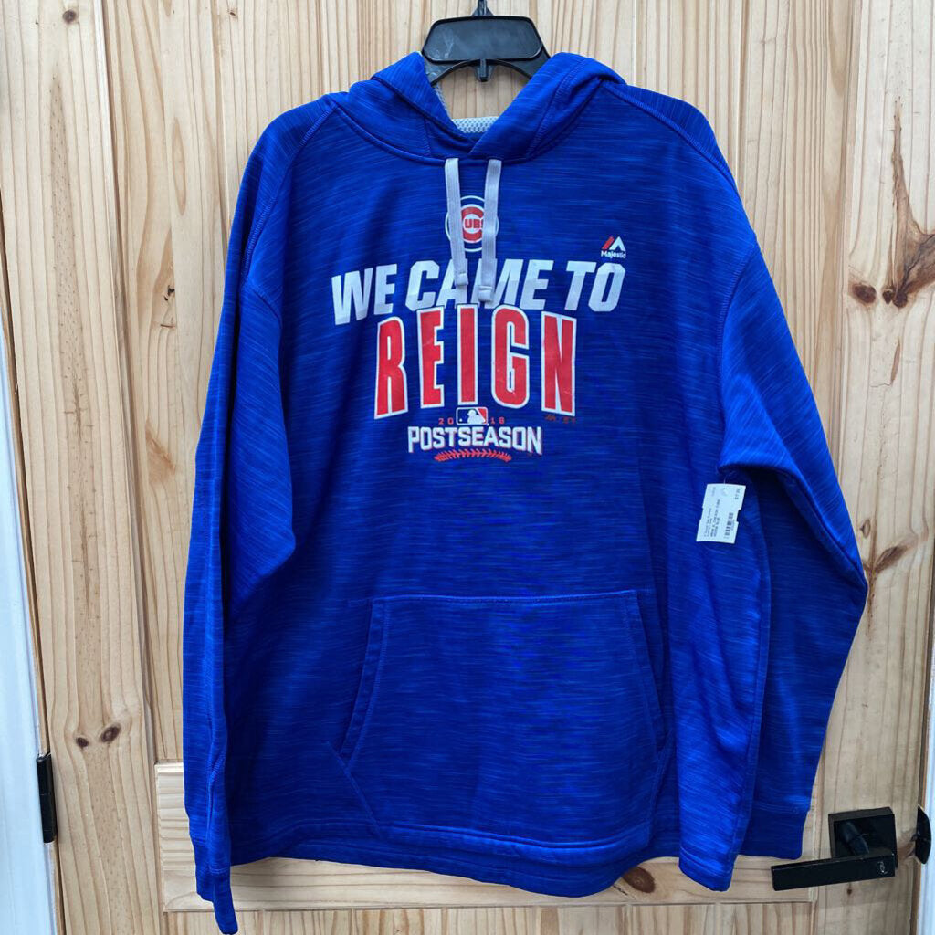 MENS XL CHICAGO CUBS HOODIE BLUE