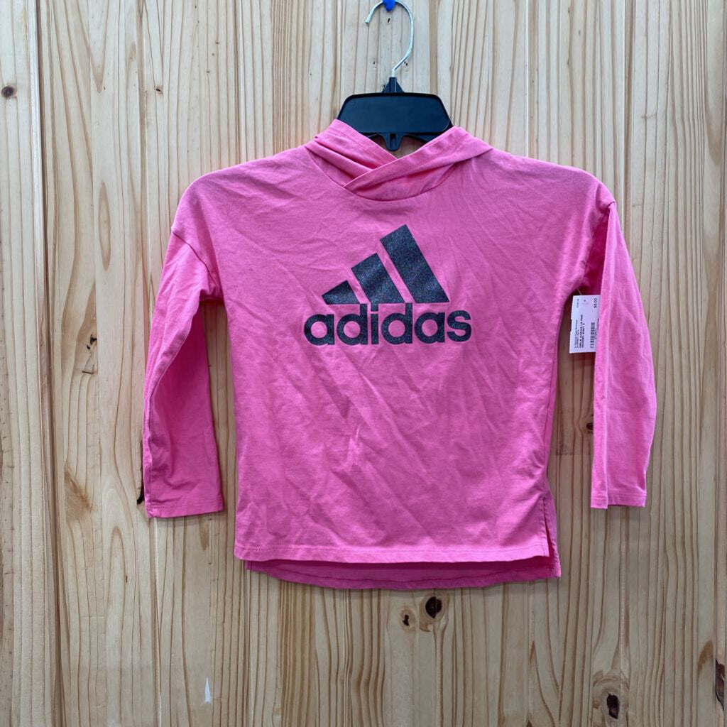 GIRLS ADIDAS LS PINK HOODED SHIRT 5