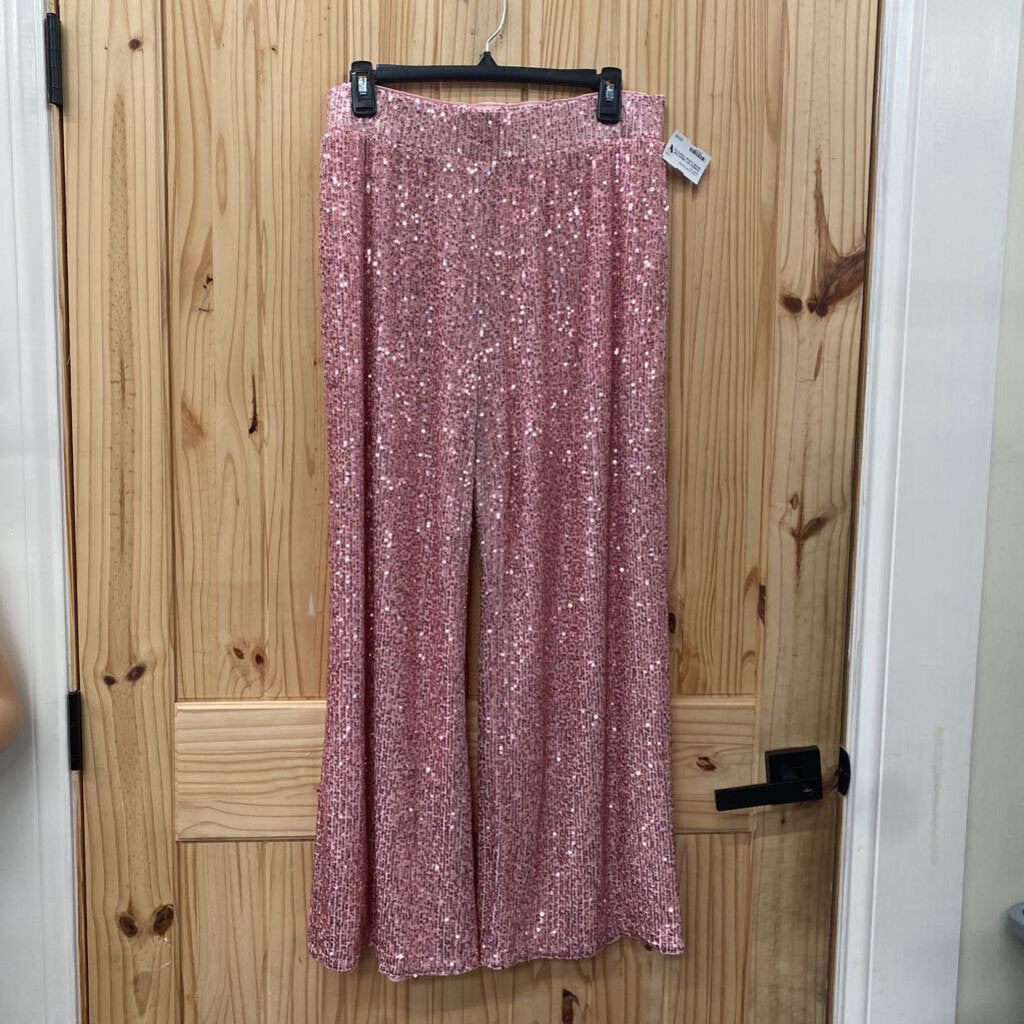 WOMENS WHY DRESS PINK SEQUIN CASUAL PANTS XXL