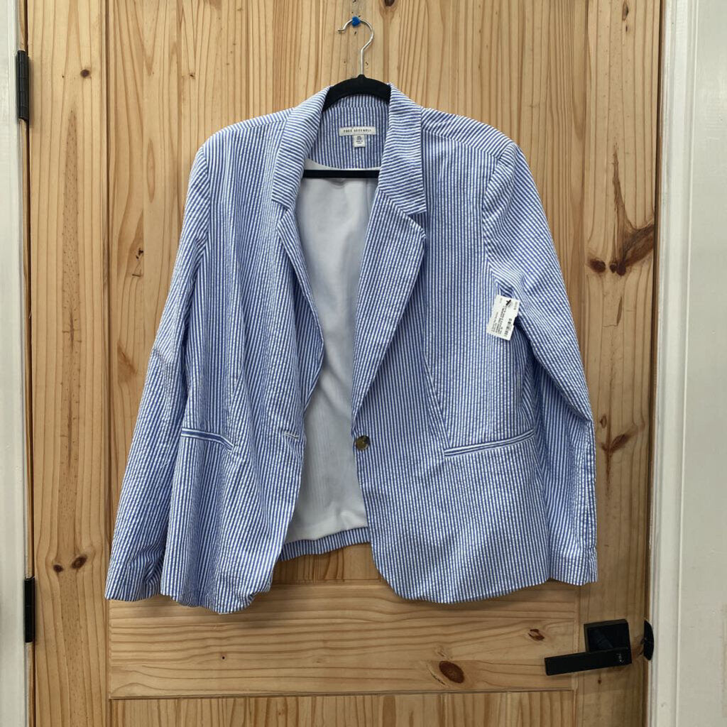 WOMENS FREE ASSEMBLY LINEN/WHITE STRIPE BLAZER XXL 20