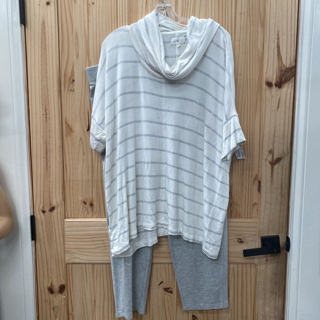 WOMENS LOU & FREY 2PC SET WHITE/GREY XL