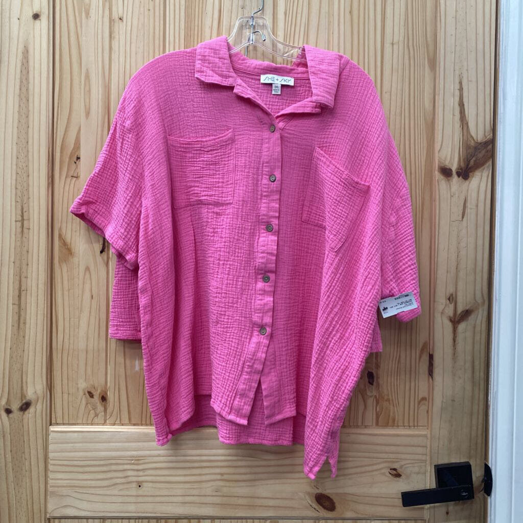 WOMENS SHE + SKY 2PC SET DK PINK 1XL