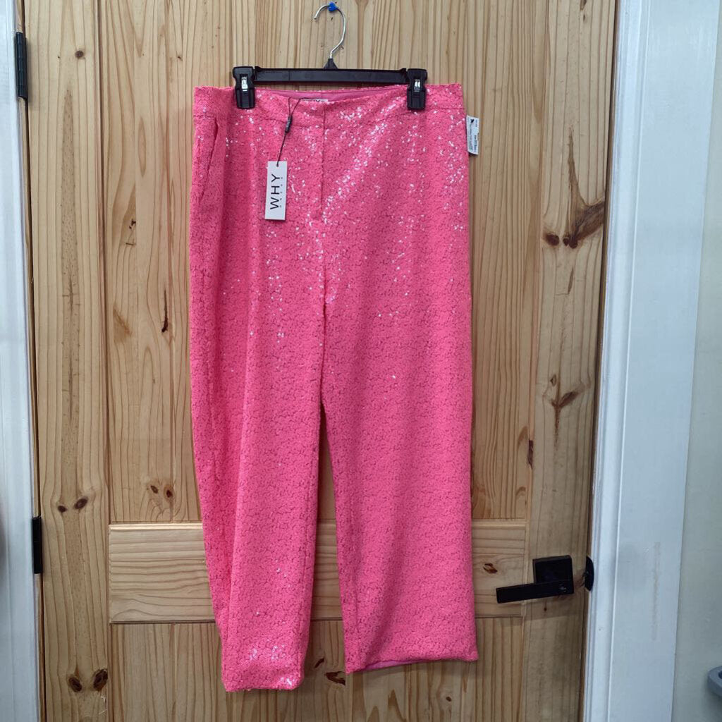 WOMENS WHY DRESS PINK SEQUIN CASUAL PANTS XXL NWT