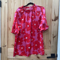WOMENS ENTRO FUSHIA/RED FLORAL TOP 1X