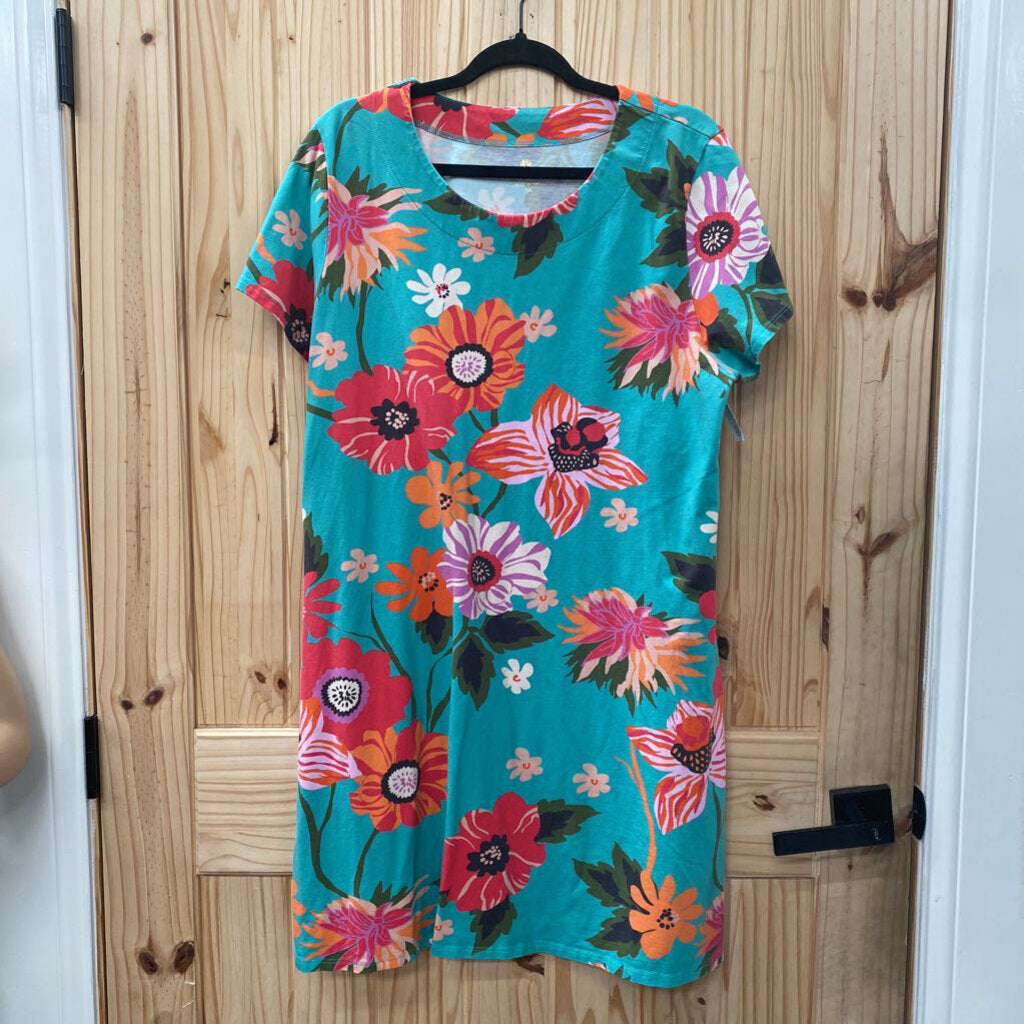 WOMENS SPARTINA TURQUOISE FLORAL DRESS XXL
