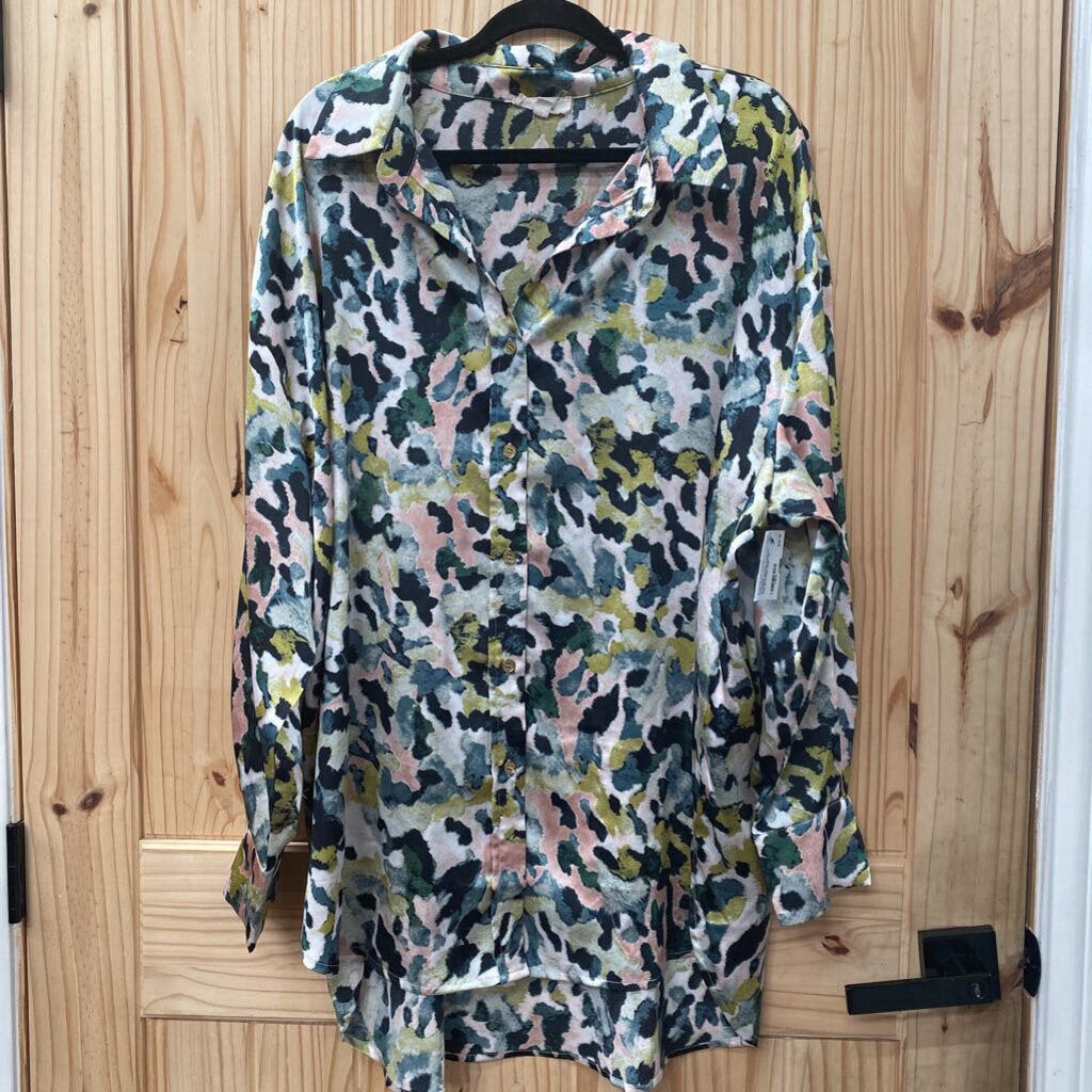 WOMENS ENTRO CASUAL TOP BLK/PINK/GREY 1X