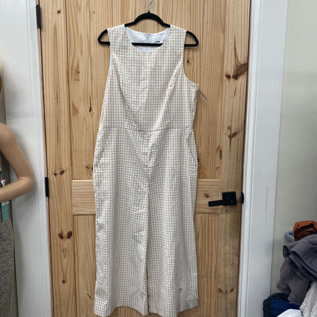 WOMENS PRESTON & YORK TAUPE/WHITE CHECKERED ROMPER 14 XL