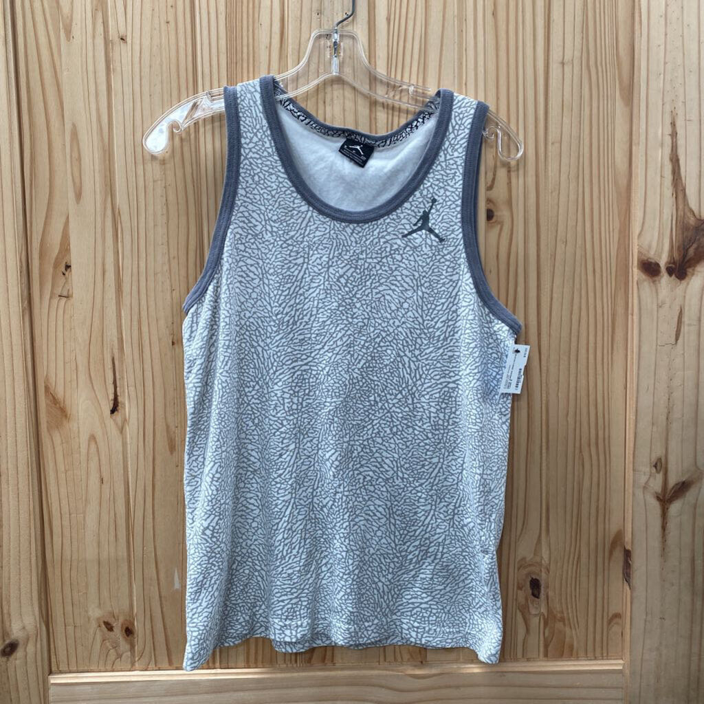 MENS JORDAN GREY/WHITE TANK S