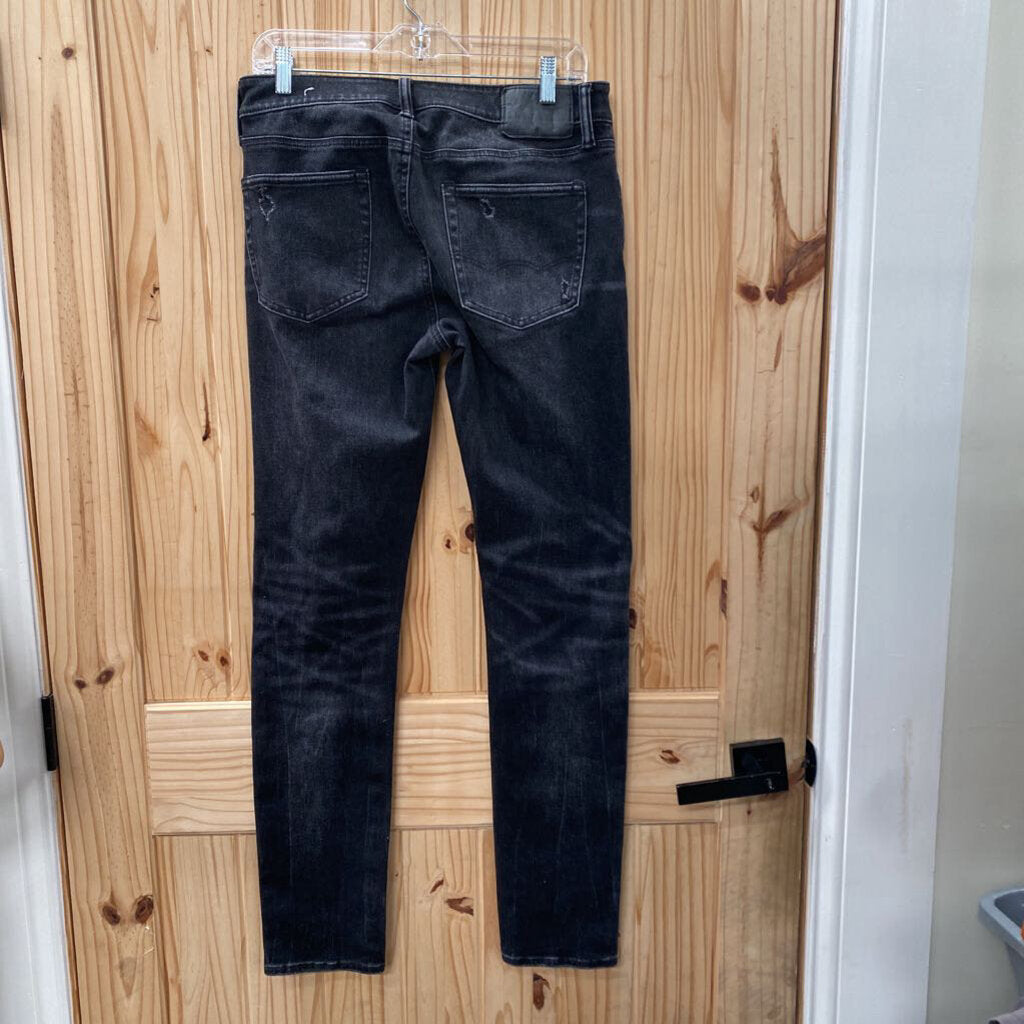 MENS AMERICAN EAGLE BLK DENIM DIST. JEANS 32X34