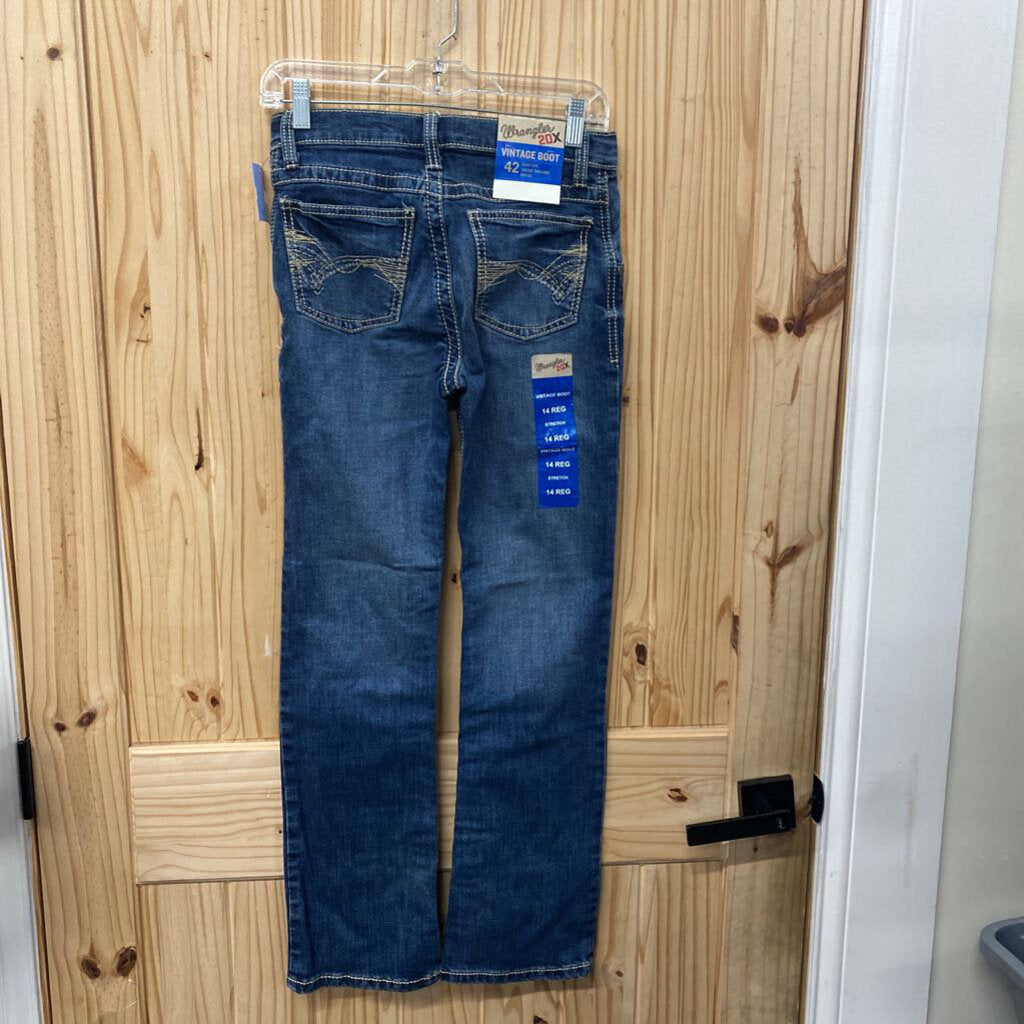 BOYS WRANGLER 20X DENIM JEANS 14 REGULAR NWT
