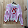 WOMENS LUNA IVY SWEATER PINK/WHITE/RED XS