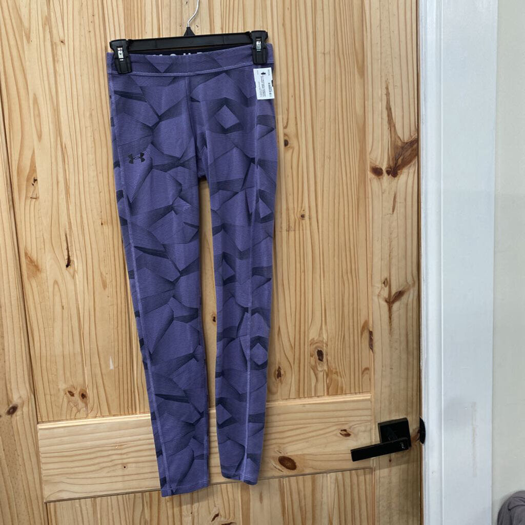 WOMENS UNDER ARMOUR LEGGINGS PURPLE/BLK XS