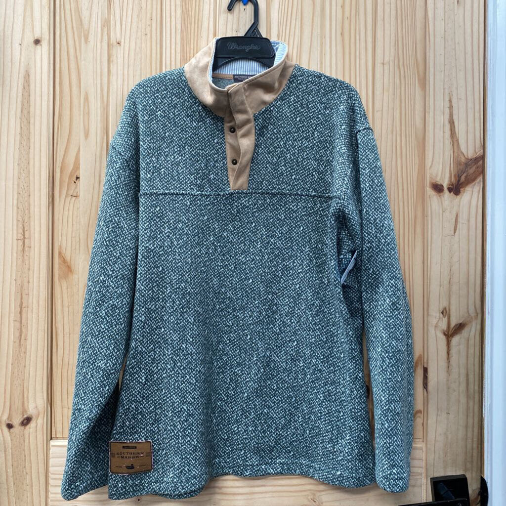 MENS SOUTHERN MARSH GREEN/WHITE PULLOVER L