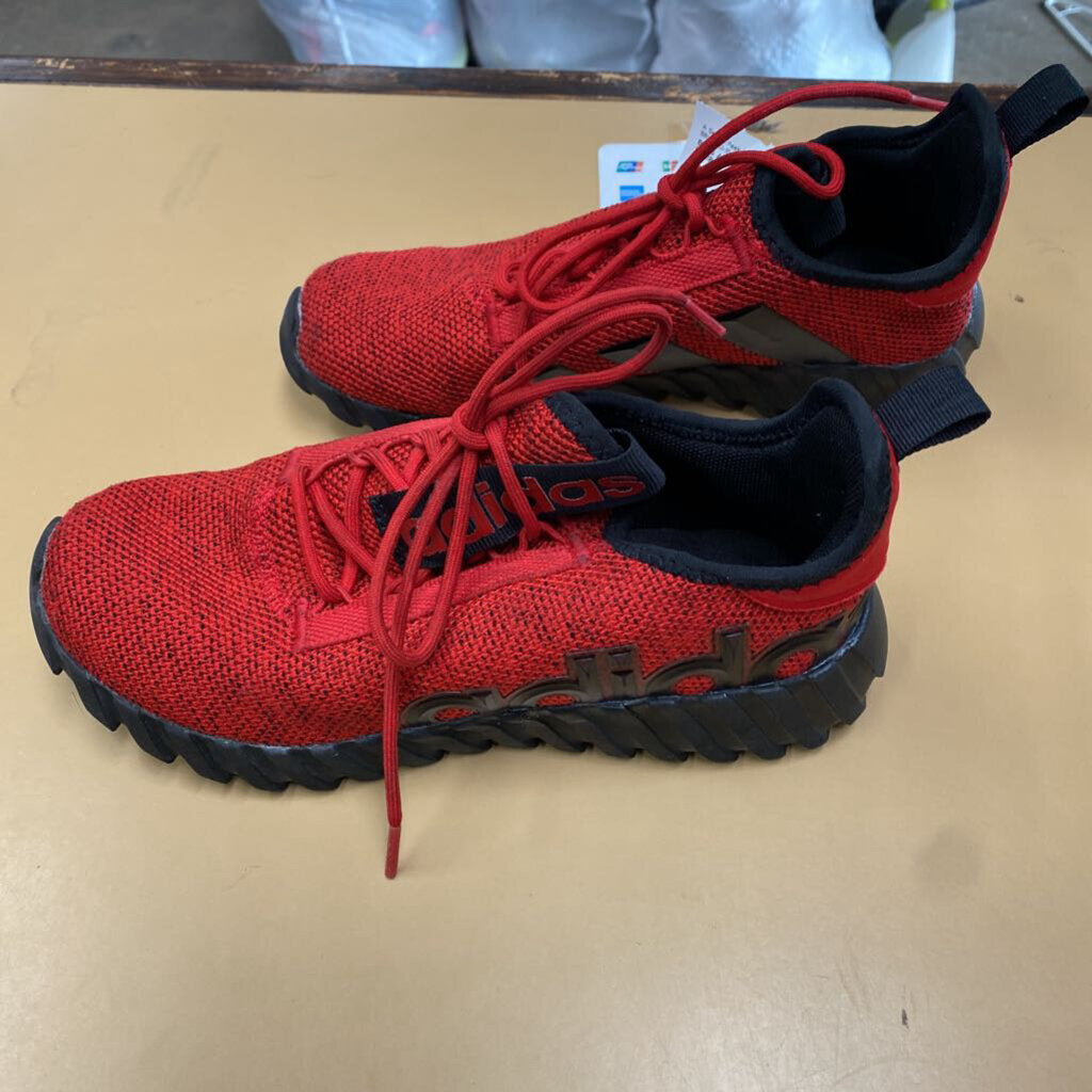 BOYS ADIDAS SHOES RED/BLK 5