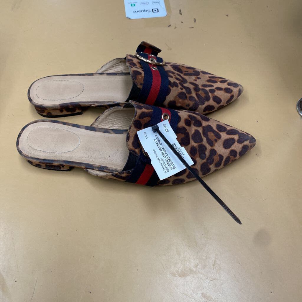 WOMENS LEOPARD/NAVY BLUE/RED CASUAL SHOES 9