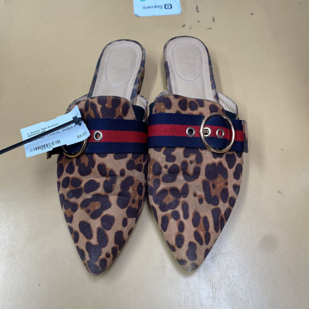 WOMENS LEOPARD/NAVY BLUE/RED CASUAL SHOES 9