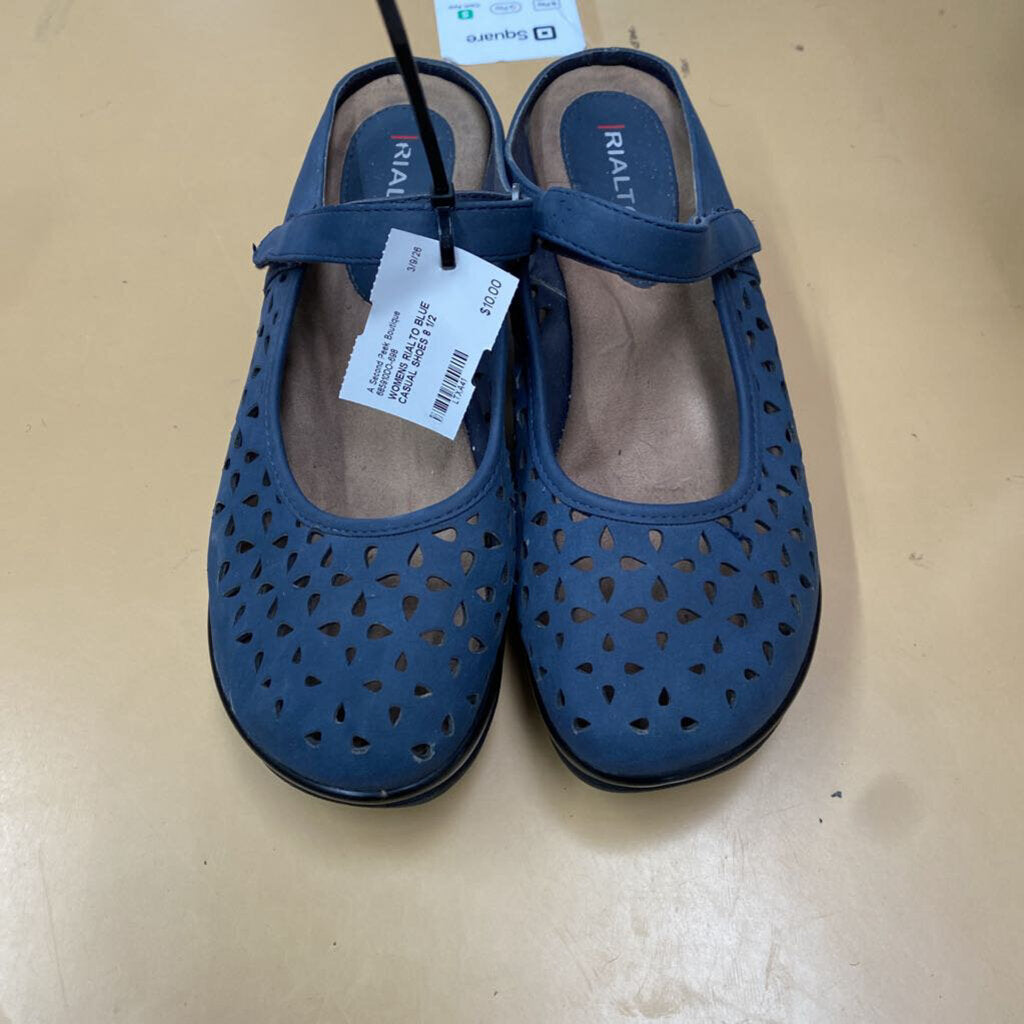 WOMENS RIALTO BLUE CASUAL SHOES 8 1/2