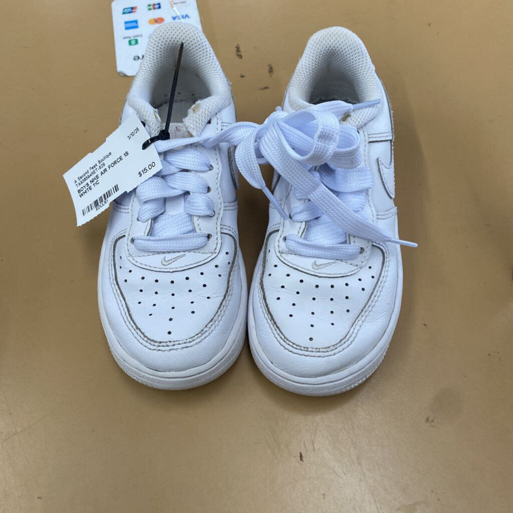 BOYS NIKE AIR FORCE 1S WHITE 11C