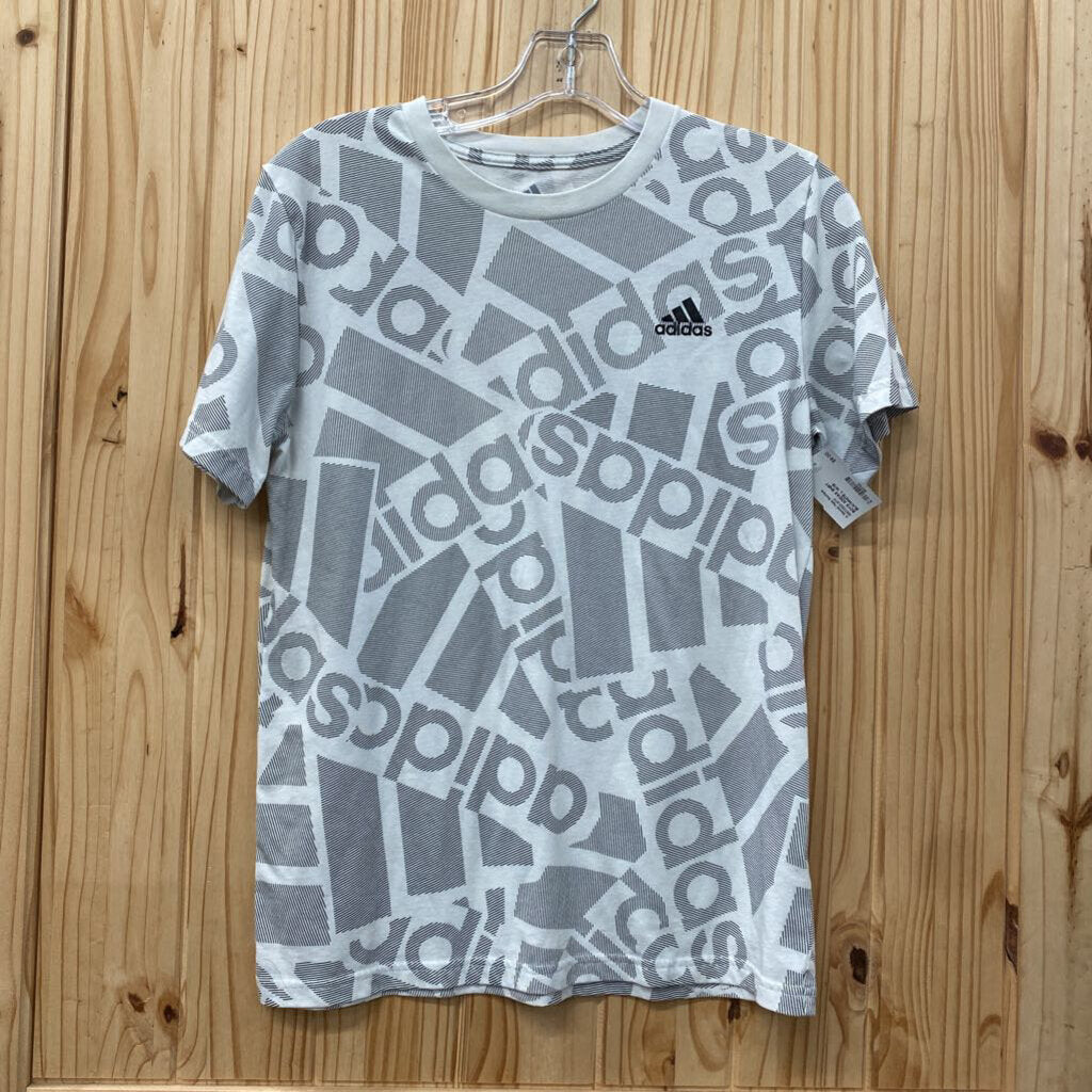 BOYS ADIDAS SHIRT BLK/WHITE L 14/16