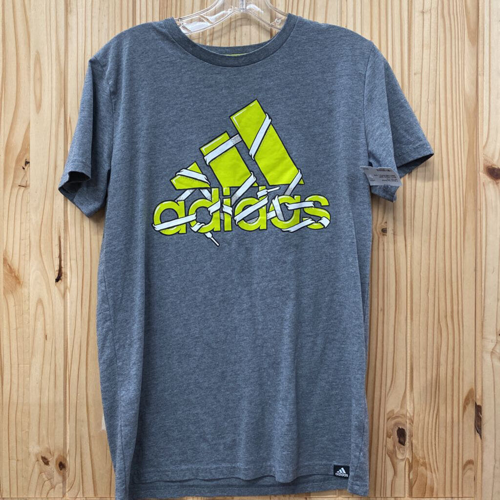 BOYS ADIDAS SHIRT GREY/LIME/WHITE L 14/16