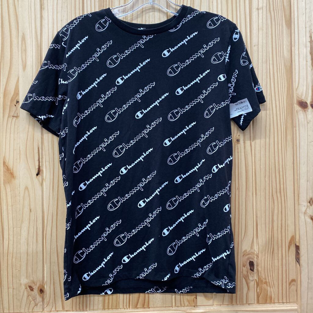 BOYS CHAMPION SHIRT BLKWHITE XL 18/20