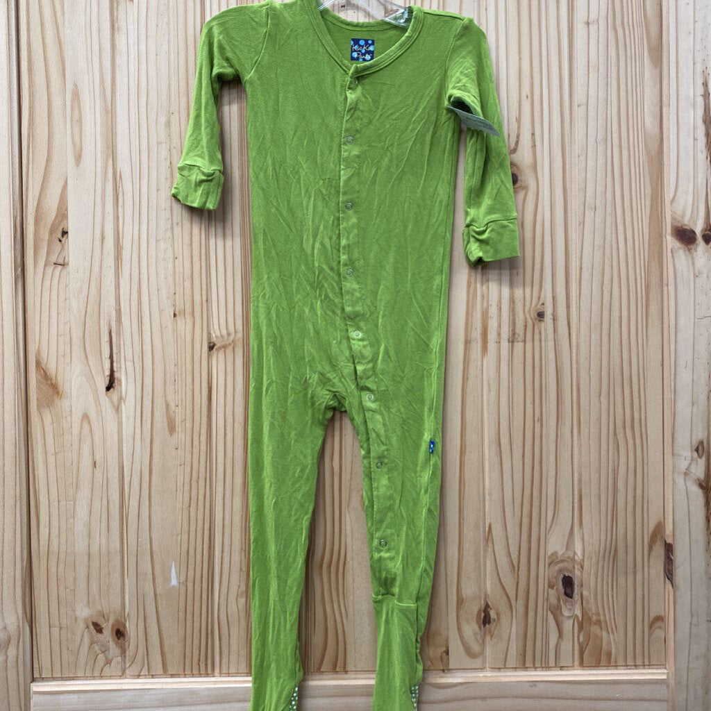 KICKEE PANTS LIME GREEN LS SLEEPER 2T