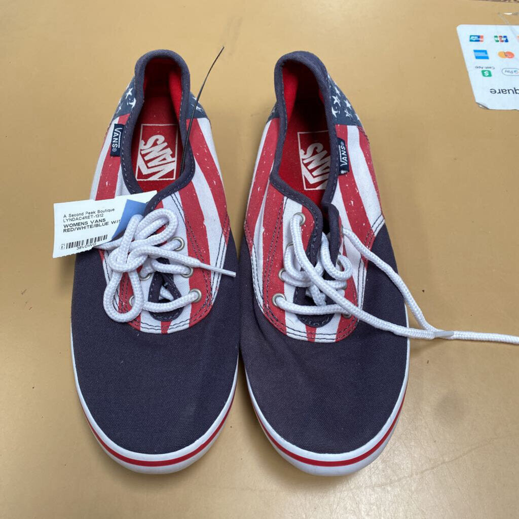 WOMENS VANS RED/WHITE/BLUE W/STARS 7