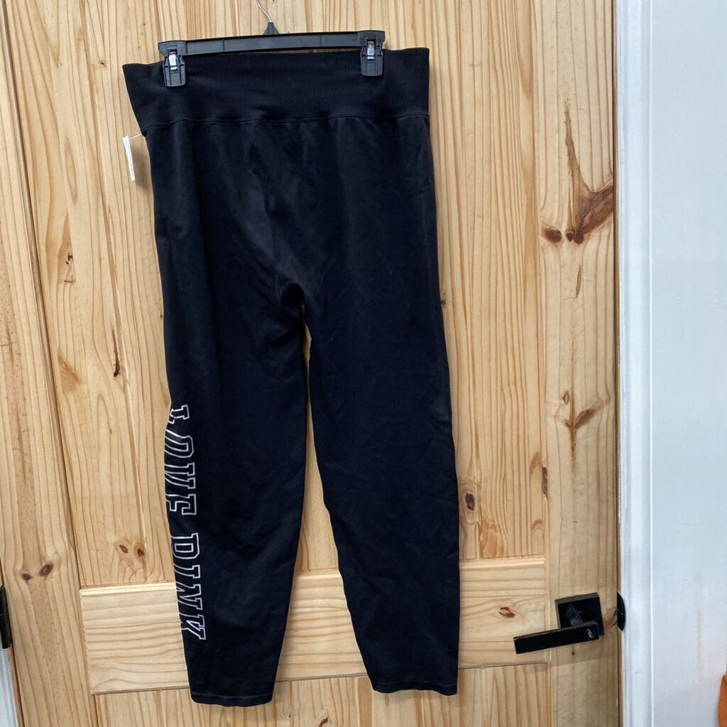 WOMENS VS PINK LEGGINGS BLK/SILVER LOVE PINK XXL