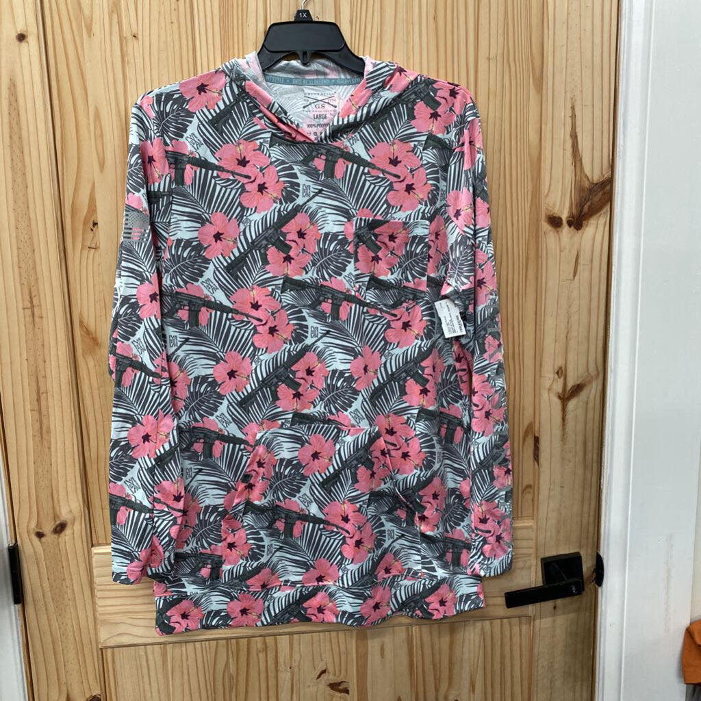 GRUNT STYLE GREY/WHITE/FLORAL HOODIE L