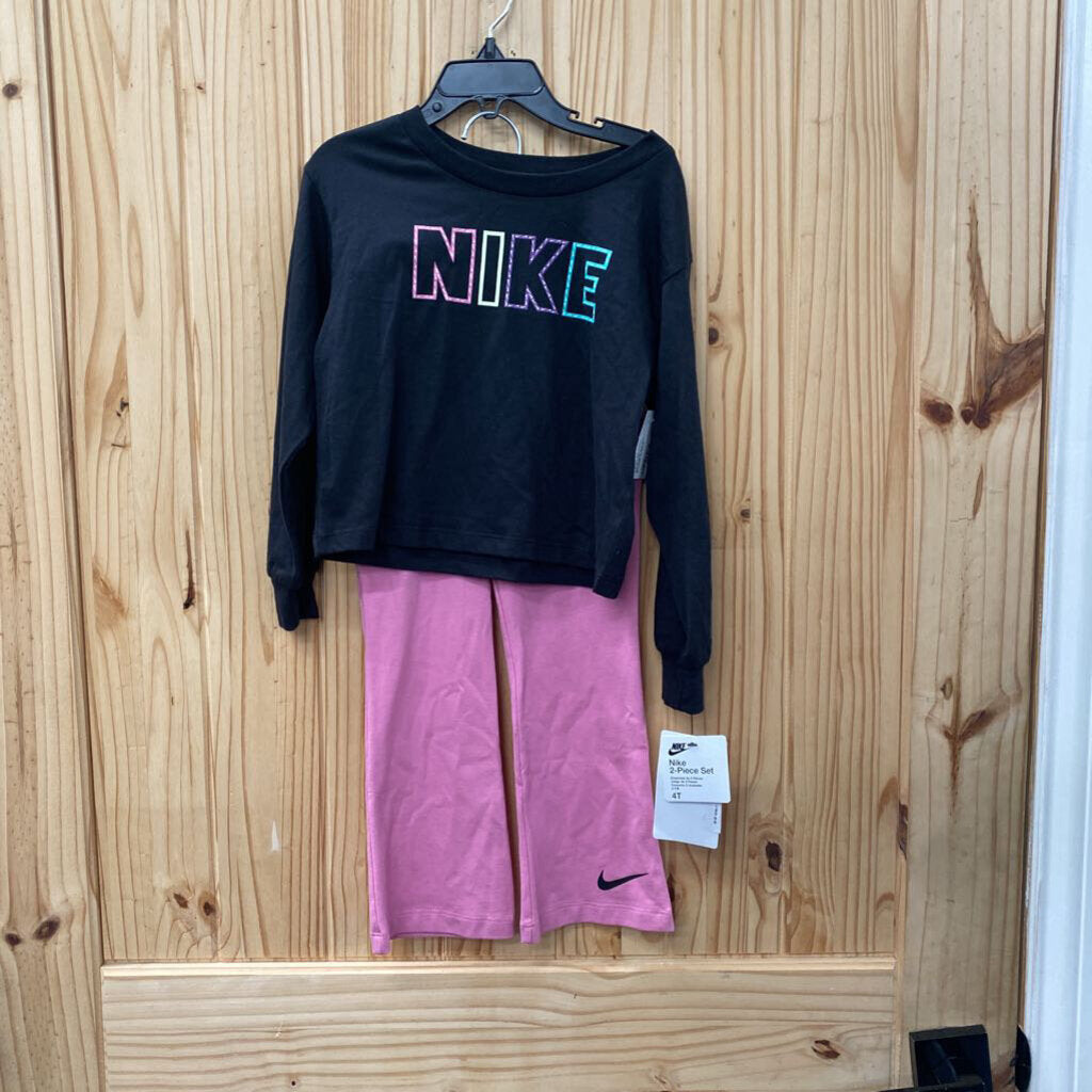 GIRLS NIKE 2PC SET BLK/PINK 4T NWT