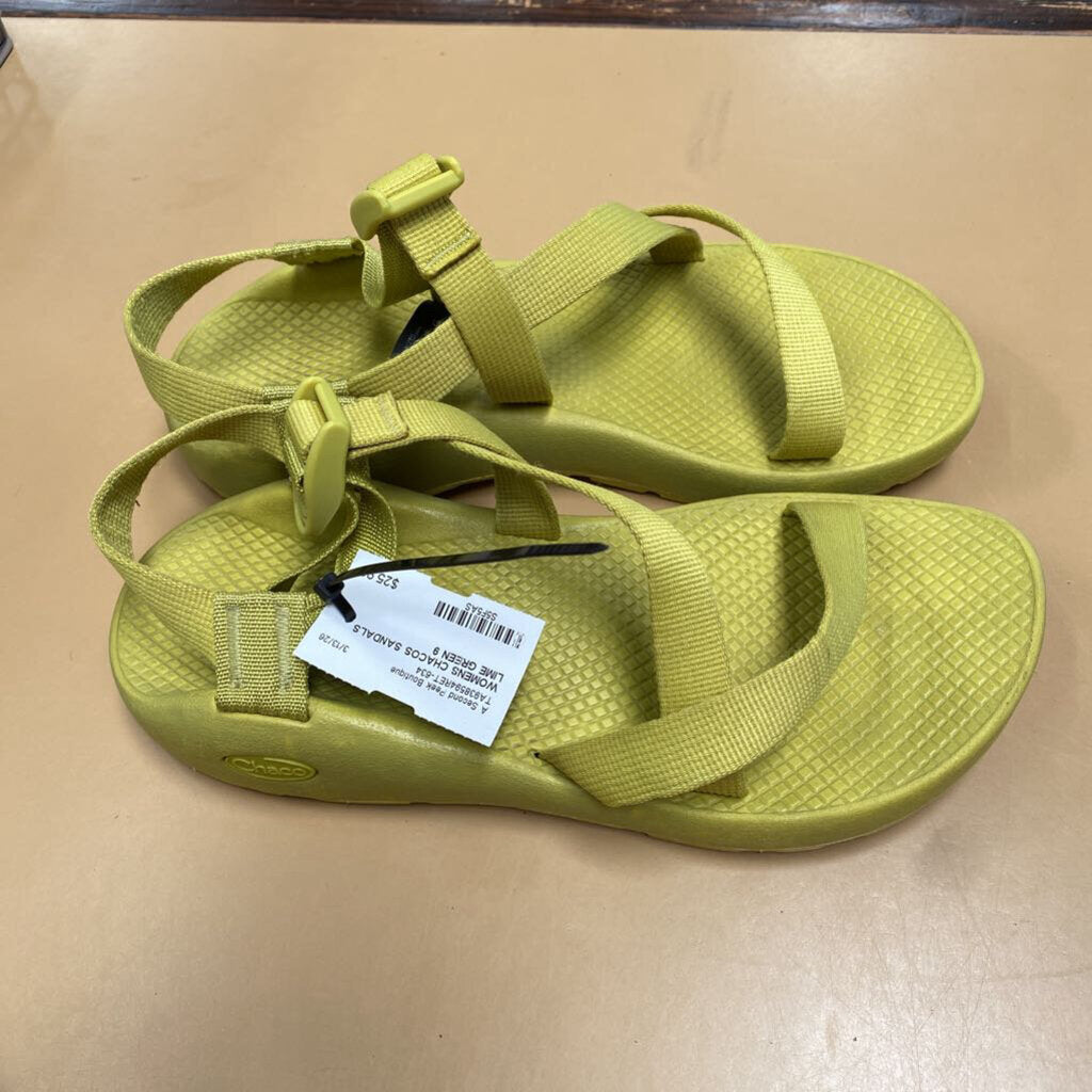 WOMENS CHACOS SANDALS LIME GREEN 9