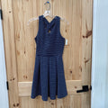 GIRLS ZUNIE NAVY BLUE/WHITE STRIPE SL DRESS 14