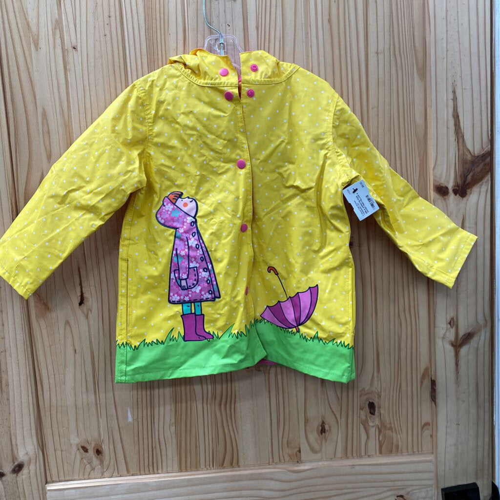 GIRLS WIPPETTE RAIN JACKET PINK/YELLOW 4
