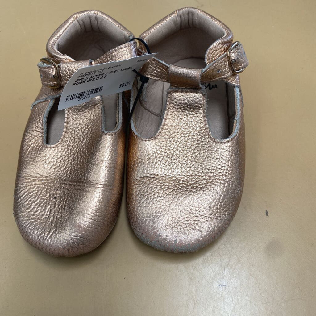 GIRLS MONKEY FEET SHOES ROSE GOLD 2/3