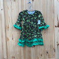 GIRLS 4 LEAF CLOVER LS GREEN/BLK DRESS S 4/5
