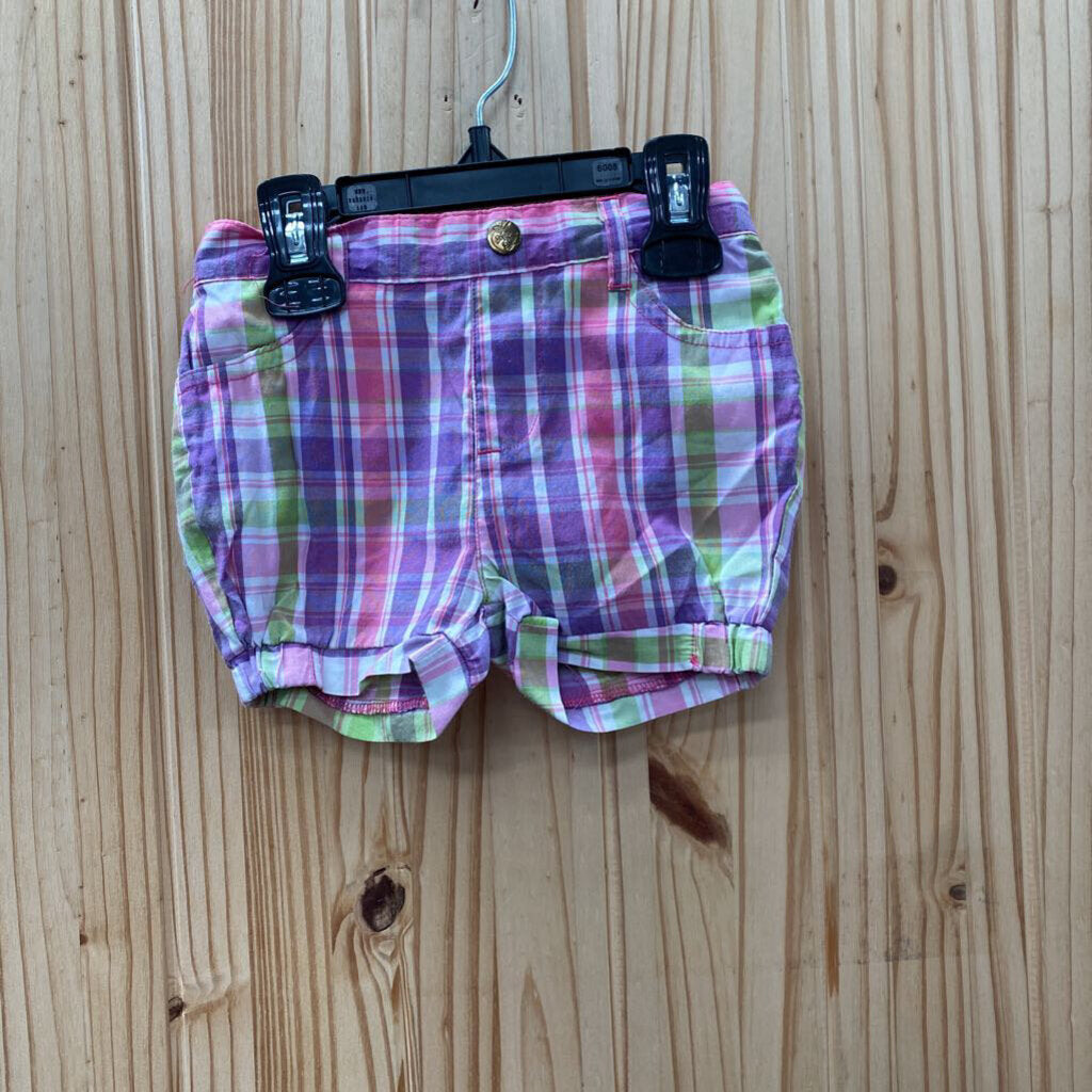 GIRLS APPLE BOTTOMS PURPLE PLAID SHORTS 24M