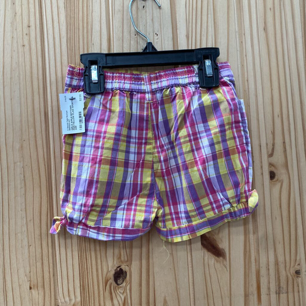 GIRLS APPLE BOTTOMS PINK/YELLOW PLAID SHORTS 24M