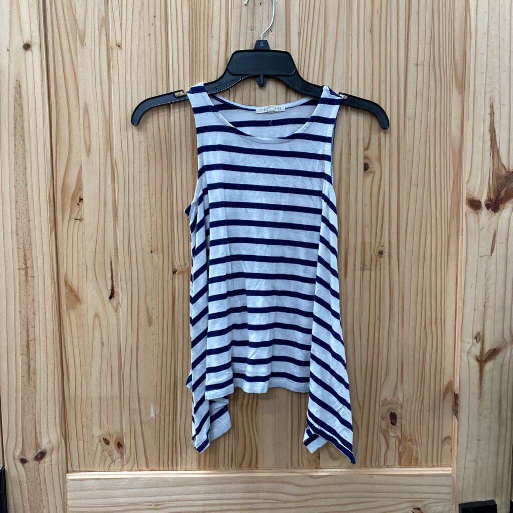GIRLS COPPER KEY NAVY BLUE/WHITE STRIPE TOP M 8