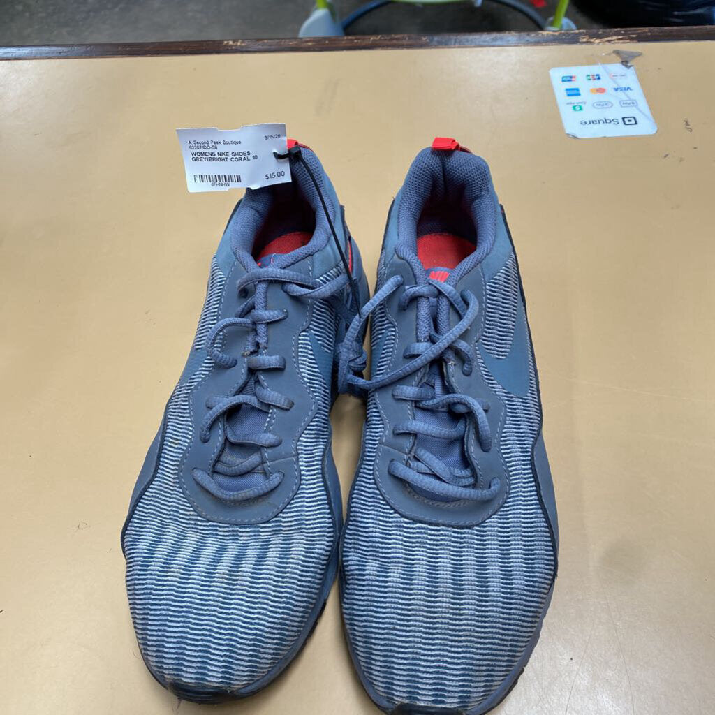 WOMENS NIKE SHOES GREY/BRIGHT CORAL 10