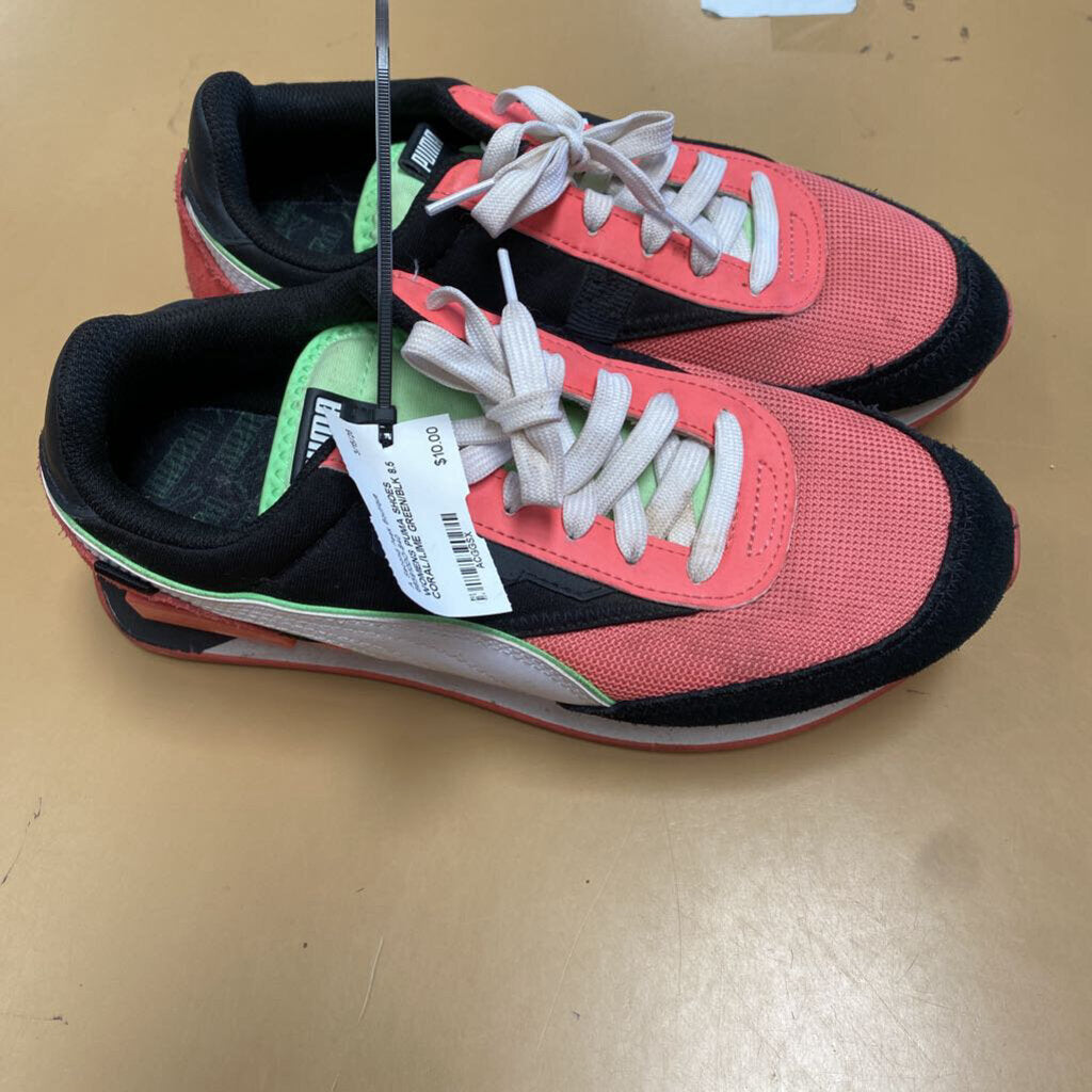 WOMENS PUMA SHOES CORAL/LIME GREEN/BLK 8.5