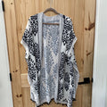 WOMENS BLK/WHITE CASUAL CARDIGAN