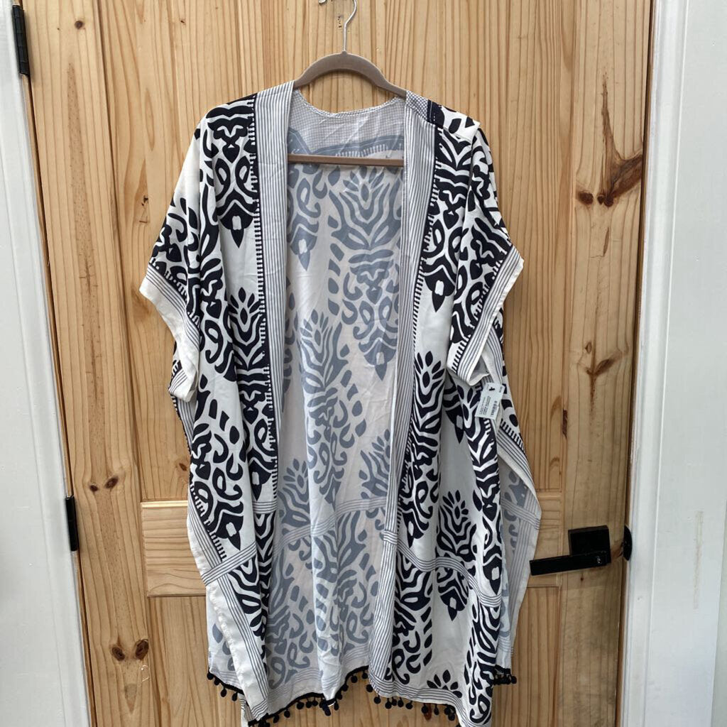 WOMENS BLK/WHITE CASUAL CARDIGAN