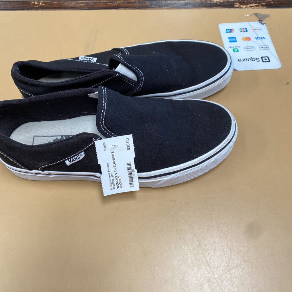 WOMENS VAN BLK/WHITE SHOES 7