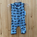 BOYS KICKEE PANTS SL ROMPER LT BLUE W/RACCOONS 0/3M