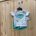 BOYS SURF LEGEND 2PC SET IVORY/NEON GREEN 3/6M