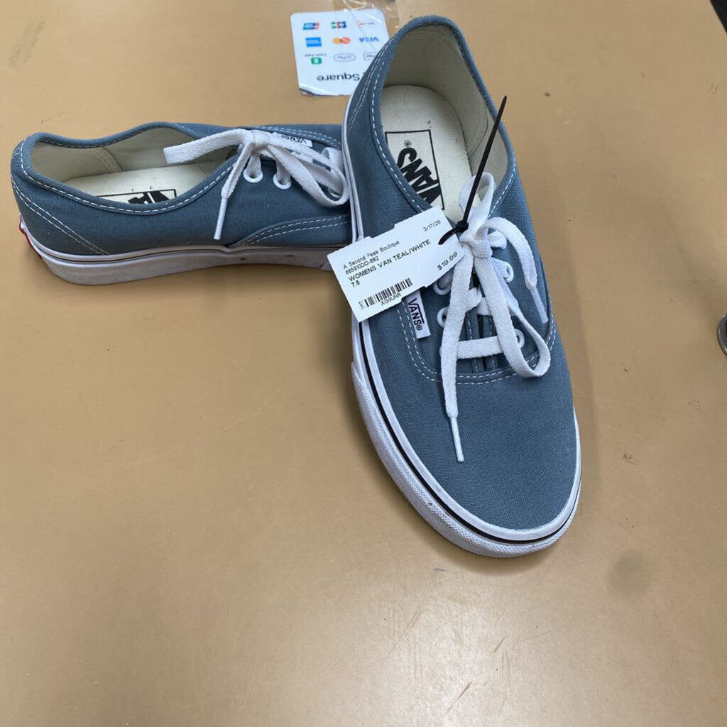 WOMENS VAN TEAL/WHITE 7.5