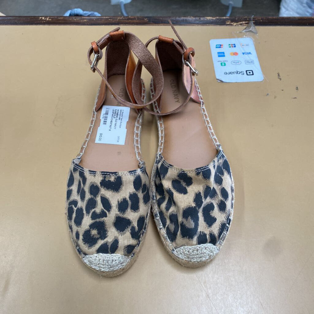 WOMENS OLD NAVY SANDALS LEOPARD/CHESTNUT 8